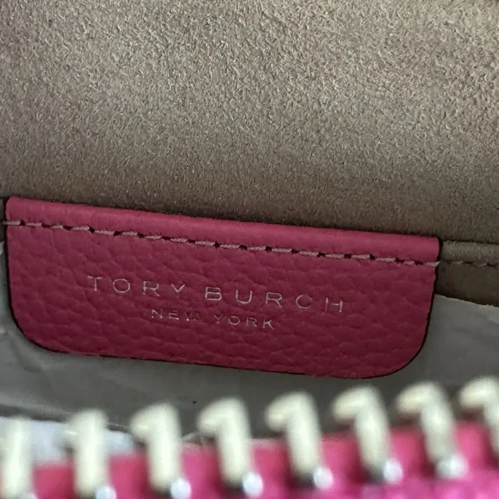 Tory Burch Pink Love Pebble Leather Mini Miller Crossbody Bag Clutch 145667 NWT - Picture 8 of 16